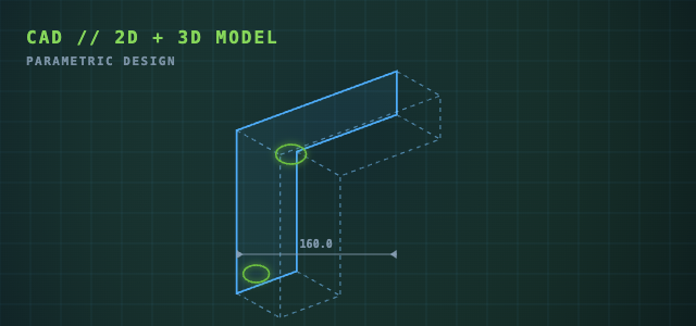 CAD 2D and 3D parametric model